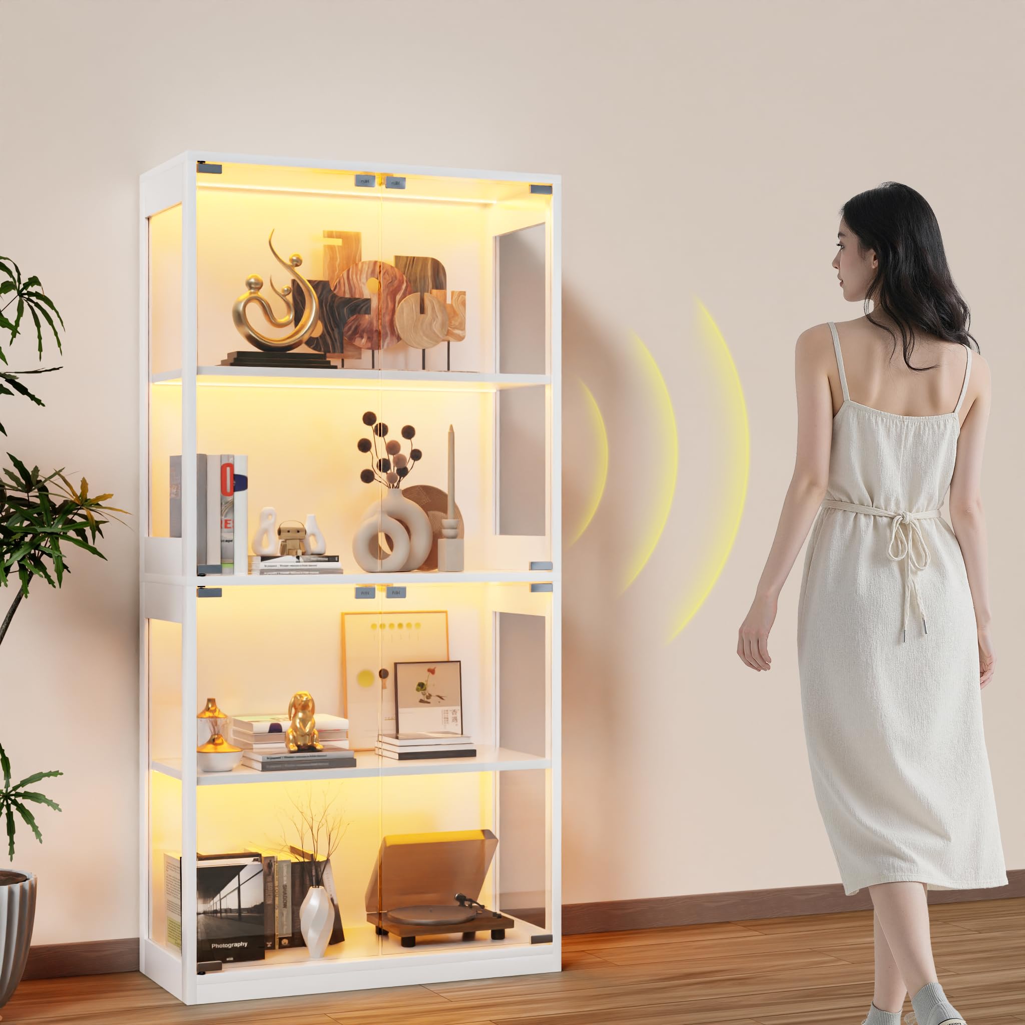ホワイト ガラスディスプレイキャビネット Amazon.co.jp: ガラスディスプレイキャビネット LEDライト付き 収納棚